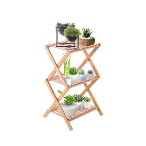 Wholesale Space-saving 3-Tier Bamboo Flower Pot Rack Shelf Planter Display Organizer 34x34x97cm from china suppliers