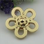 Free Sample High Polished Gold Plated Flower Shape Bag Turn Twist Lock For