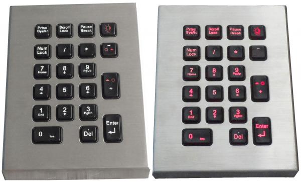 Quality IP65 21 key marine keyboard , stainless steel keyboard with red backlight for sale