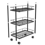 3 Tier Rolling Utility Cart With Wheels Multifunctional Metal Storage Cart