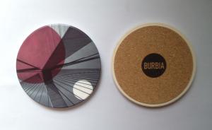Wholesale Round ceramic coaster with cork backing and UV printed/ silkscreen logo from china suppliers