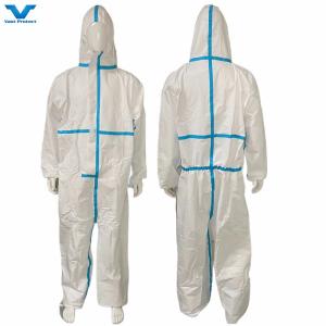 Wholesale Seam Serged 4 or 5-Thread Over-Locked Disposable Microporous Coverall Isolation Gown from china suppliers