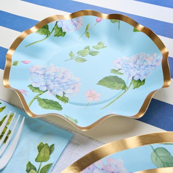 Customize Hydrangea Theme Table Setting Party Decoration Disposable Paper Plates