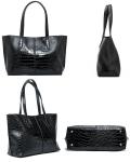 Shopper Patent Authentic Black Leather Tote Handbags With Zipper