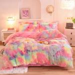 4 Pieces Solid Color All-Season Faux Fur Velvet Fluffy Plush Soft Bedding Set