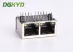 Network Connectors Rj45 Metal Shielded CAT 5 Dual Port Rj45 Ethernet Port G/Y