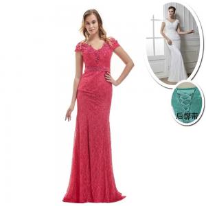 China V Neck Evening Wear For Women Customization Red Elegant Party Wear on sale