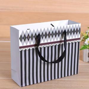 Wholesale 128-250gram Black Handle Laminated Art Paper Bag For Apparel Advertising from china suppliers
