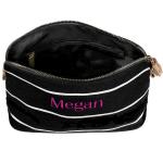 Personalized Blue Stripe Cotton Canvas Cosmetic Bag Bag
