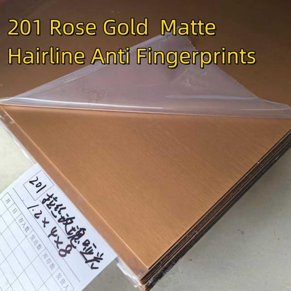 Stainless Steel Sheet 201 Grade Colour Sheet Rose Hairline Matte PVD Sheet Size: