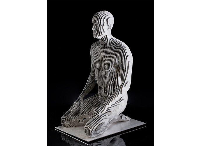 Outdoor Decor Laser Cutting Stainless Steel Meditator Sculpture