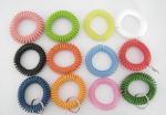 12pcs assorted color plastic spiral coil wrist band key ring chain coil bracelet