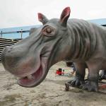 Animatronic Hippopotamus , 4m Full Size Hippo For Amusement Park