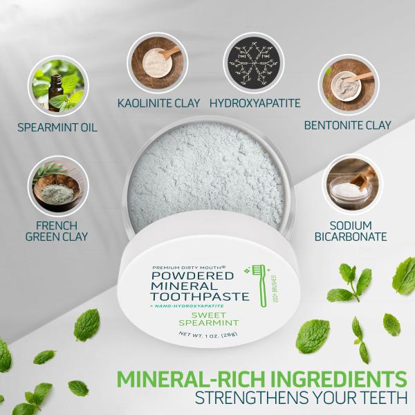 Tooth Cleaning Powder Flavored Essential Oils With Kaolin And Bentonite Clay 1 Oz