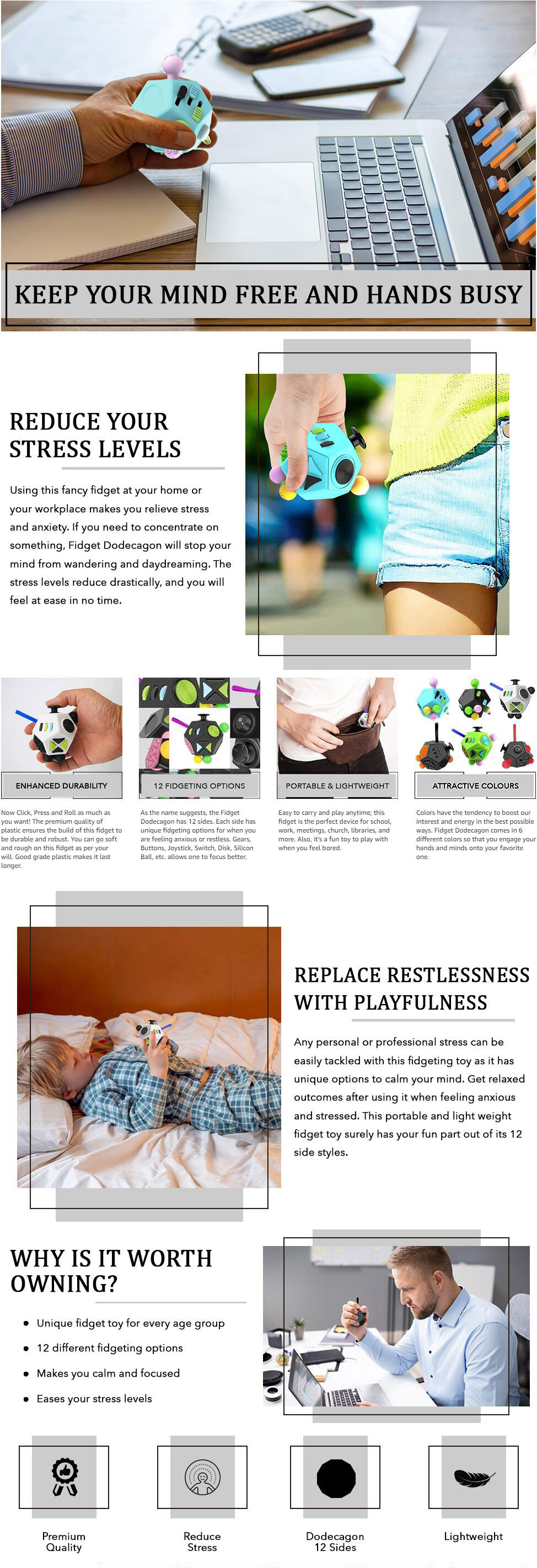 Other Classic Toys 12-Side Fidget Cube for Stress and Anxiety Relief