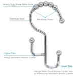 Double Shower Curtain Rings Stainless Steel Rustproof Metal Hooks for Bathroom