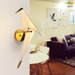 Modern Bedroom Bedside Lamp Aisle White Metal+Acrylic LED Bird Wall Lamp