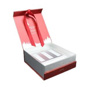 Wholesale OEM Flap Lid Magnetic Rigid Gift Box With Ribbon And EVA Insert from china suppliers