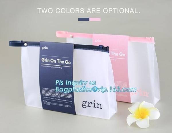 Standup Cosmetic PVC Bag With Slider, Promotional PVC Toiletry bag with zipper