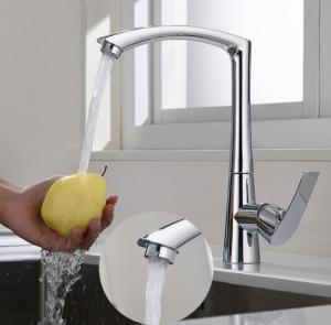 China High Arc Brass Kitchen Mixer Tap Stainless Steel Kitchen Tap Chrome Finish on sale