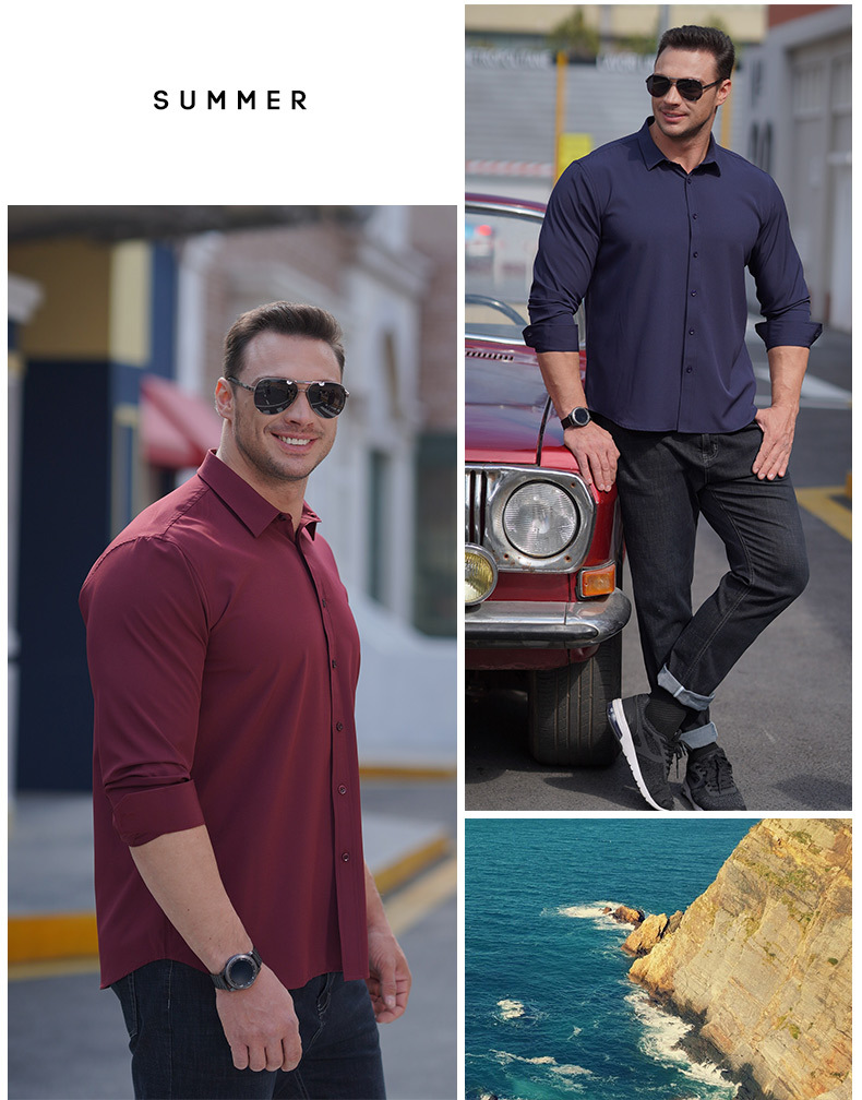 2022 Men's Oversized Tshirt Poplin Fabric Long Sleeve Casual Style Plus Size Shirts