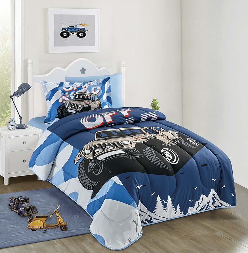 Home 4PCS Set Cute Cartoon Printed Kids Duvet Cover Set 100% Cotton Comforter Bedding