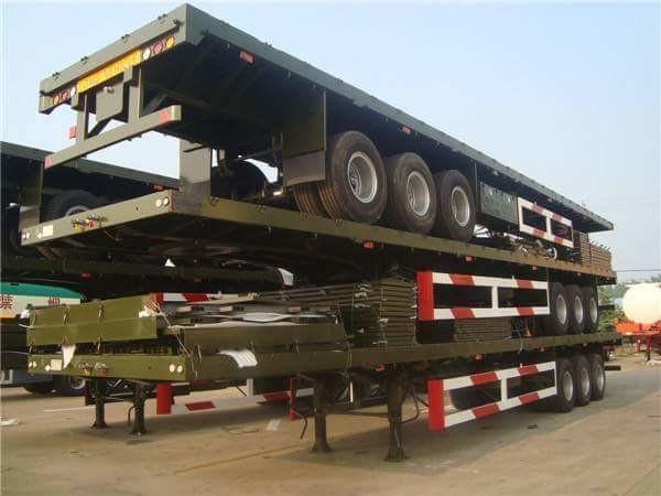 Robust 3 / 4 Axles Flatbed Semi Trailer 40FT 45FT Semi Container Transport Truck