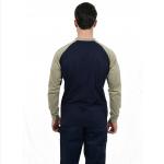 Navy FR Henley Shirt Welding With Knitted Interlock Fabric