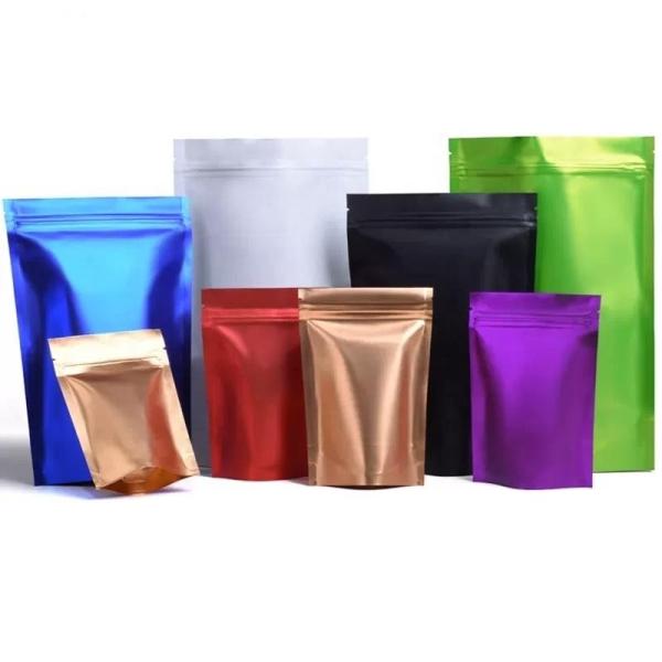 Colorful Metallic Foil Stand Up Zipper Bag Glossy Matte Zipper Pouch Packaging