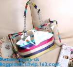 PVC Waterproof outdoor Travel Shopping Bags Fashion Lady Colorful Striped Beach