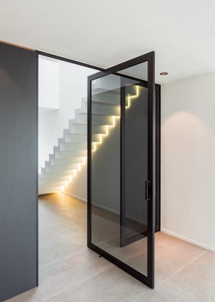 Floor Spring Aluminum Pivot Doors Wood Grain Transfer Surface Treatment entrance