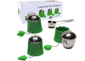 Wholesale Stainless Steel Tea Infuser With Silicone Tray And Metal Chain Plus Apple /Christmas Trees from china suppliers