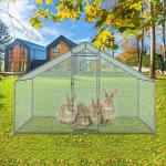 Chicken Cage Run Walk in Cage Poultry Pet Coop for Rabbit Hen House Pen Metal