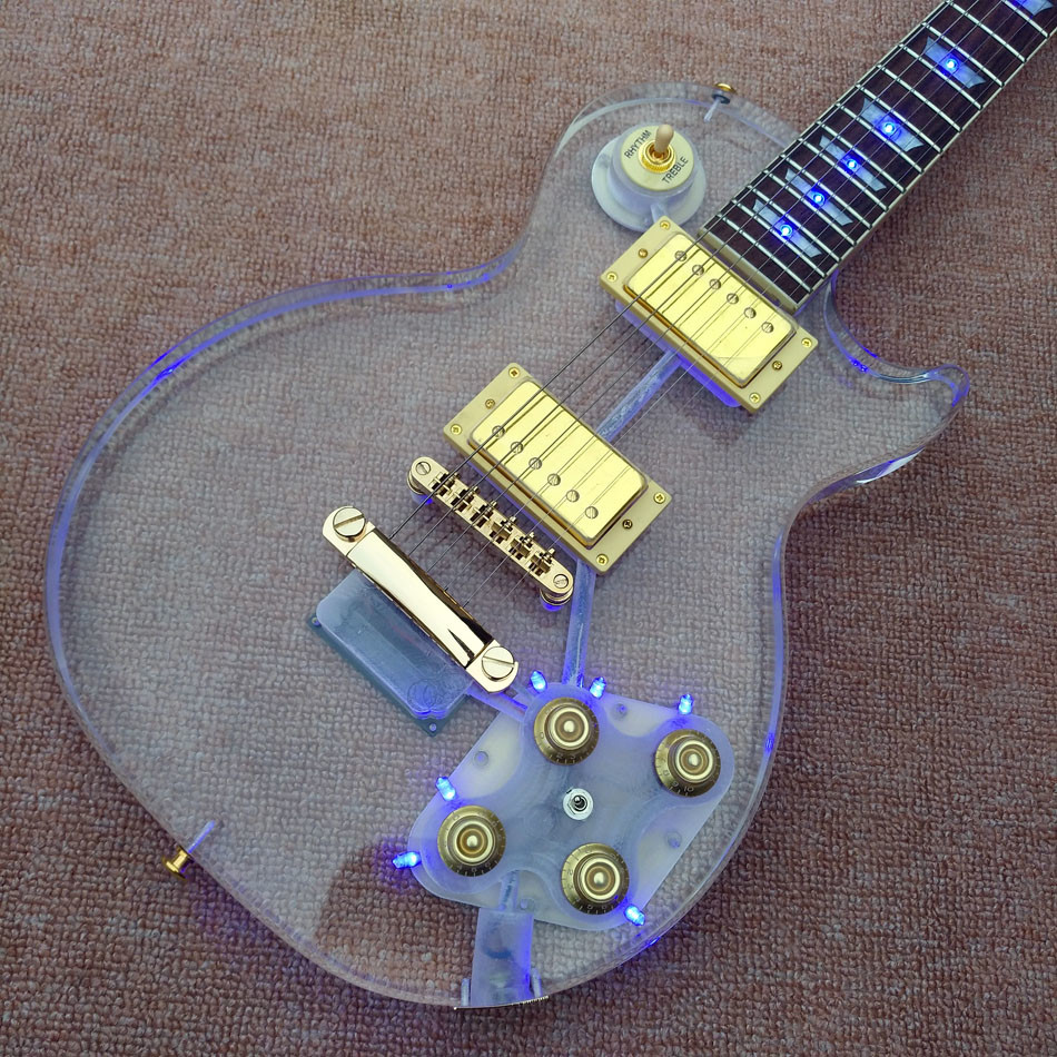 High quality Standard LP acrylic electric guitar, rosewood Fingerboard LED light LP 1959 R9 electric guitar, free shippi