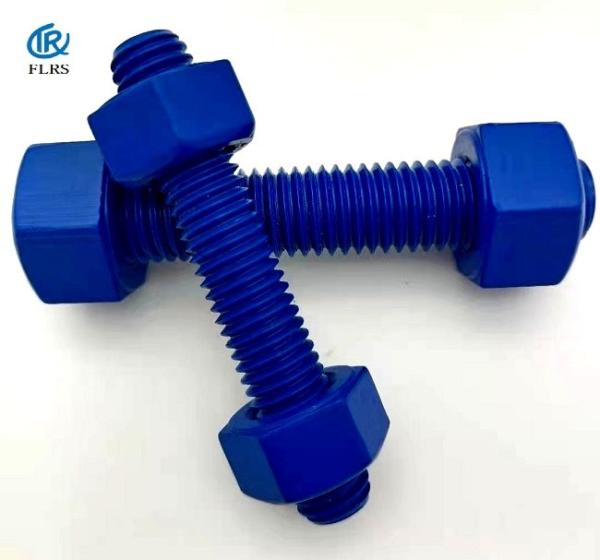 Polytetrafluoroethylene Coated Steel Stud Bolts PTFE Double Ended Threaded Bolt