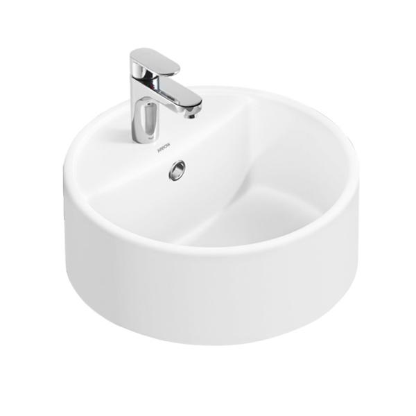 Vanity Basin Ceramic With Hole Bathroom White Round Counter Top Wash Hand Basin