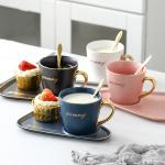 14*20*8cm Savall Black Porcelain Cup And Saucer Set Cafes Coffee Shops
