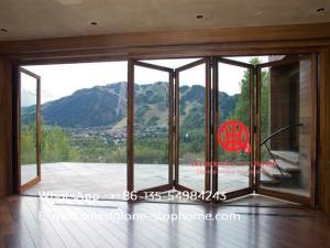 Wholesale aluminum bifold doors with glasses integrated,prefabricated bi folding door with aluminium alloy frame,outdoor door from china suppliers