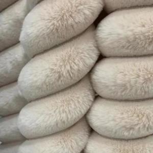 Wholesale Orange Cream Fluffy Fabric Material Blanket Fuzzy Upholstery Fabric from china suppliers