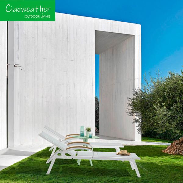 Water-Resistant Cushion and Aluminum Frame Sling Textile Chaise Lounge for
