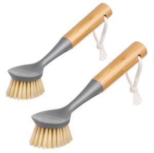 Wholesale 3 Inch Bristle Dish Scrub Brush Bamboo Handle For Pans from china suppliers
