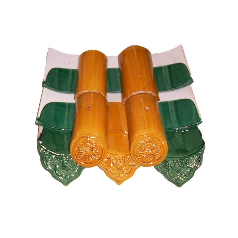 Authentic old glazed green Chinese roof tiles for building