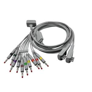 Wholesale Banana 4.0 Connector Nalong EKG Cable 3.6m Grey TPU Jacket 10 Lead Wires from china suppliers