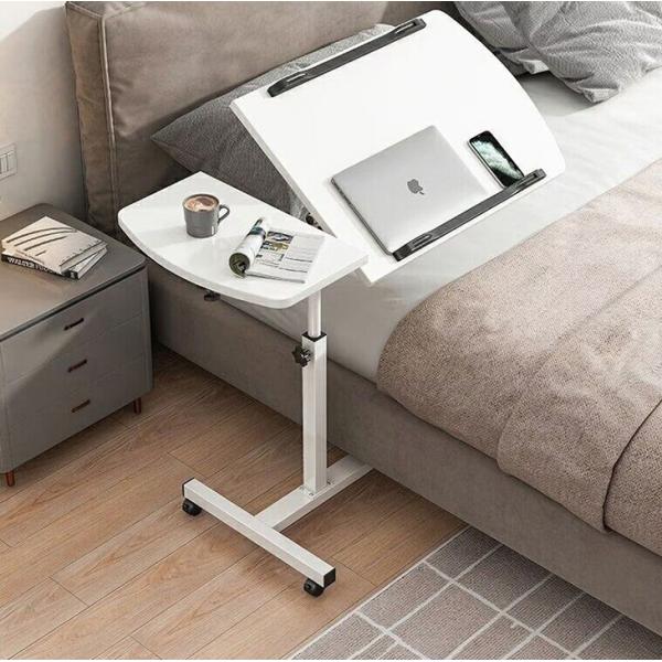 Mini Student Study Table with Rustic Brown Metal Tabletop and Foldable White Tabletop