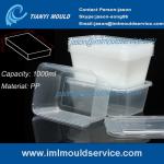 PP 1000ml thin wall disposable rectangular plastic food box/ transparent