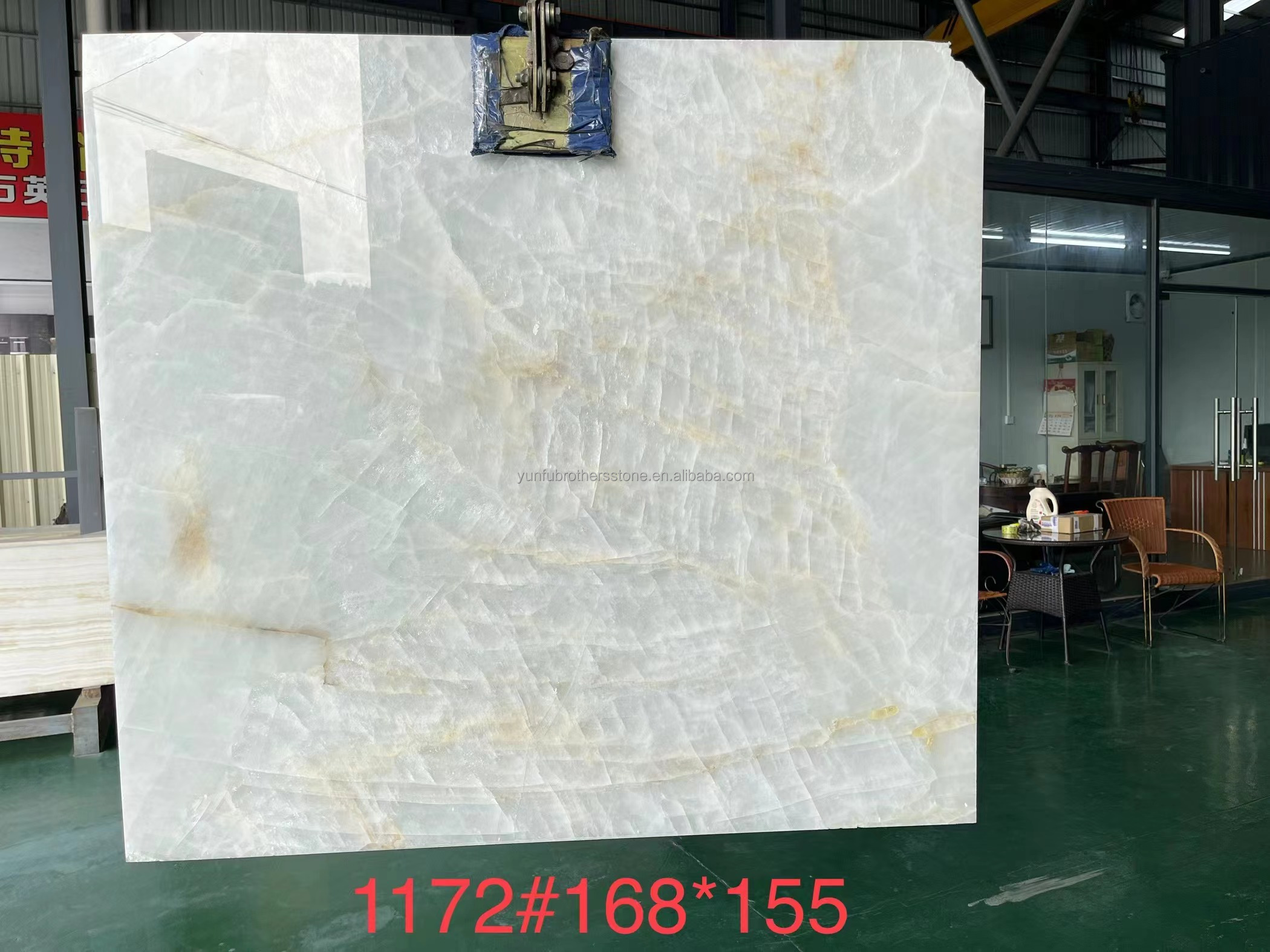 Natural Translucent Ice Age Onyx Marble Slab for Backlit Wall Panel Table Top in Hotels