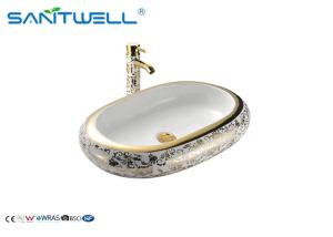 Wholesale Golden Decal Ceramic Art Basin For Lavatory AB8032A 635×430×105mm from china suppliers