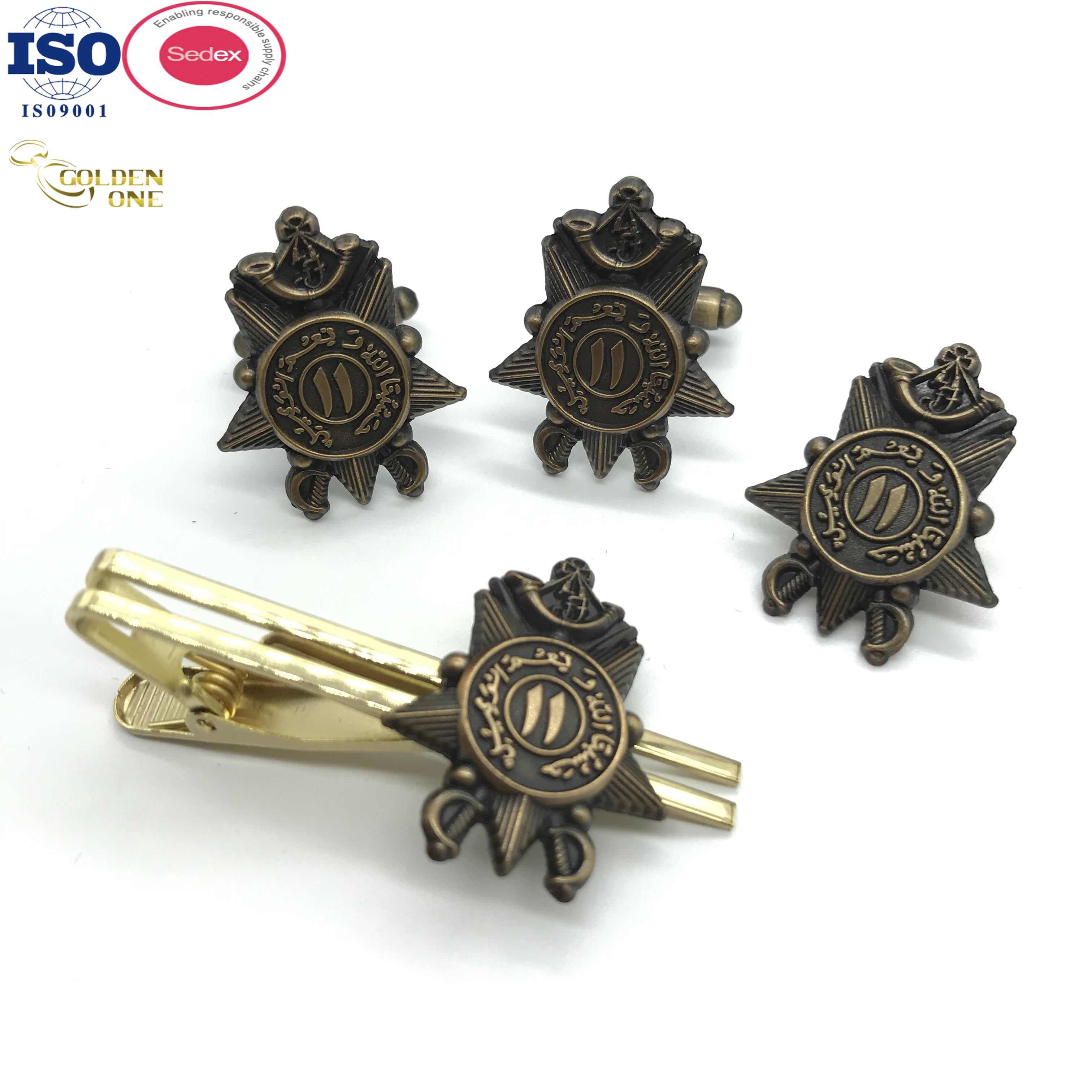Blank Metal Cufflink Gold Silver Plated Laser Logo Soft Enamel Square Shape