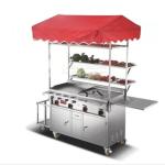 2022 Multipurpose Mobile Stainless Steel Street Food Snack Trolley Handcart