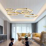 Modern Led Chandelier Gold Living Room Lamp Simple Creative Gold Chandelier(WH